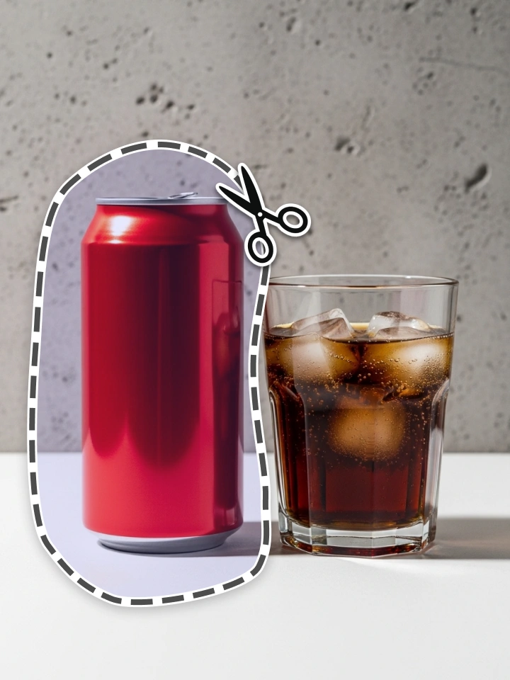 Red can selected from an image with a cola glass